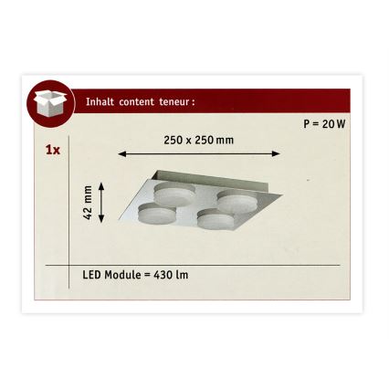 Paulmann 70875 - Φωτιστικό οροφής μπάνιου 4xLED/5W IP23 DORADUS 230V