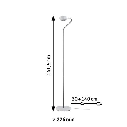 Paulmann 70920 - LED/7,5W Ρυθμιζόμενο επιδαπέδιο φωτιστικό RAMOS 230V λευκό/γυαλιστερό χρώμιο