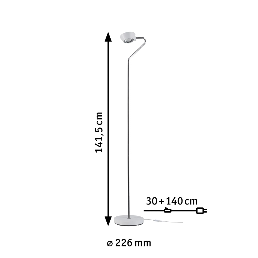 Paulmann 70920 - LED/7,5W Ρυθμιζόμενο επιδαπέδιο φωτιστικό RAMOS 230V λευκό/γυαλιστερό χρώμιο