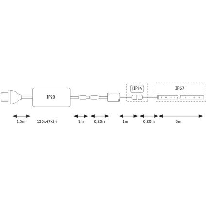 Paulmann 70966 - LED-RGB/27W IP67 Ταινία dimmable εξωτερικού χώρου FLOW 3m 230/24V