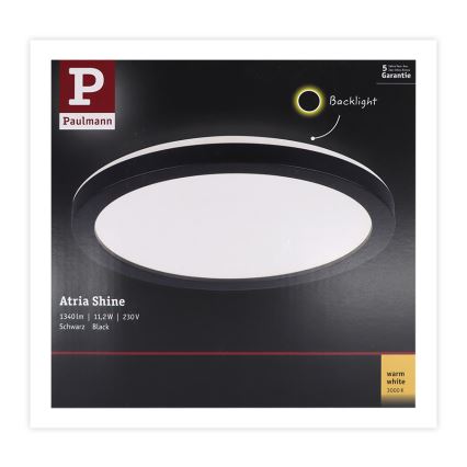 Paulmann 70997 - LED/11,2W Πλαφονιέρα οροφής ATRIA 230V 3000K διάμετρος 19 cm μαύρο