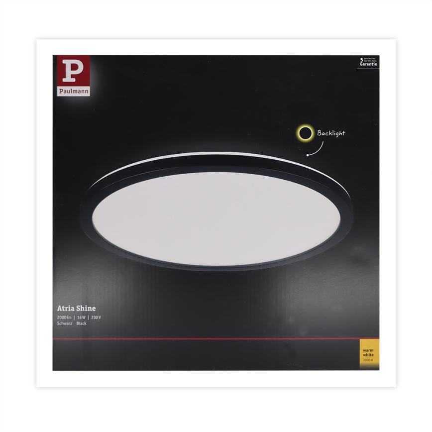 Paulmann 70998 - LED/16W Πλαφονιέρα οροφής ATRIA 230V 3000K διάμετρος 29,3 cm μαύρο