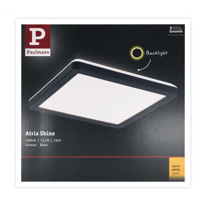 Paulmann 71000 - LED/11,2W Πλαφονιέρα οροφής ATRIA 230V 3000K 19x19 cm μαύρο