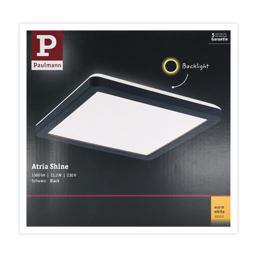 Paulmann 71000 - LED/11,2W Πλαφονιέρα οροφής ATRIA 230V 3000K 19x19 cm μαύρο