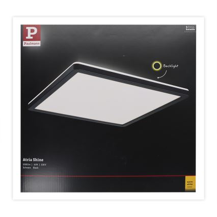 Paulmann 71001 - LED/16W Πλαφονιέρα οροφής ATRIA 230V 3000K 29,3x29,3 cm μαύρο
