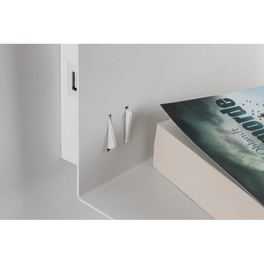 Paulmann 78913 - LED/2,5W + 1xE27/40W Επιτοίχιο φωτιστικό με ράφι και USB MERANI 230V λευκό