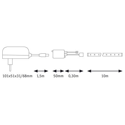 Paulmann 78978 - LED RGB/20W Dimmable ταινία SIMPLED 5m 230V + RC