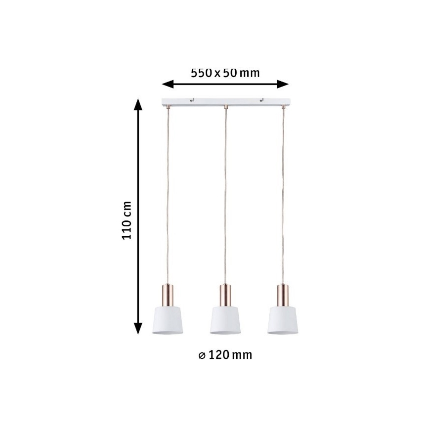 Paulmann 79657 - 3xE14/20W Πολύφωτο με συρματόσχοινο NEORDIC HALDAR 230V