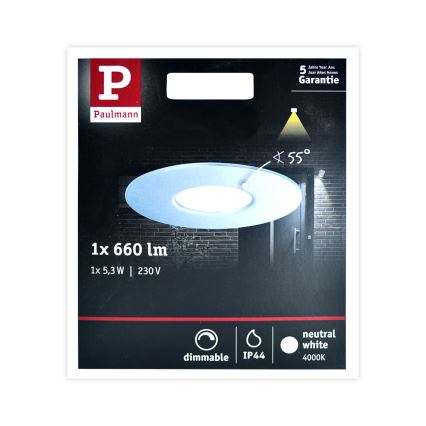 Paulmann 79669 - LED/5,3W IP44 Dimmable χωνευτό φωτιστικό μπάνιου HOUSE 230V