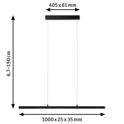 Paulmann 79693 - LED/42W Dimmable κρεμαστό φωτιστικό οροφής ράγα LENTO 230V μαύρο