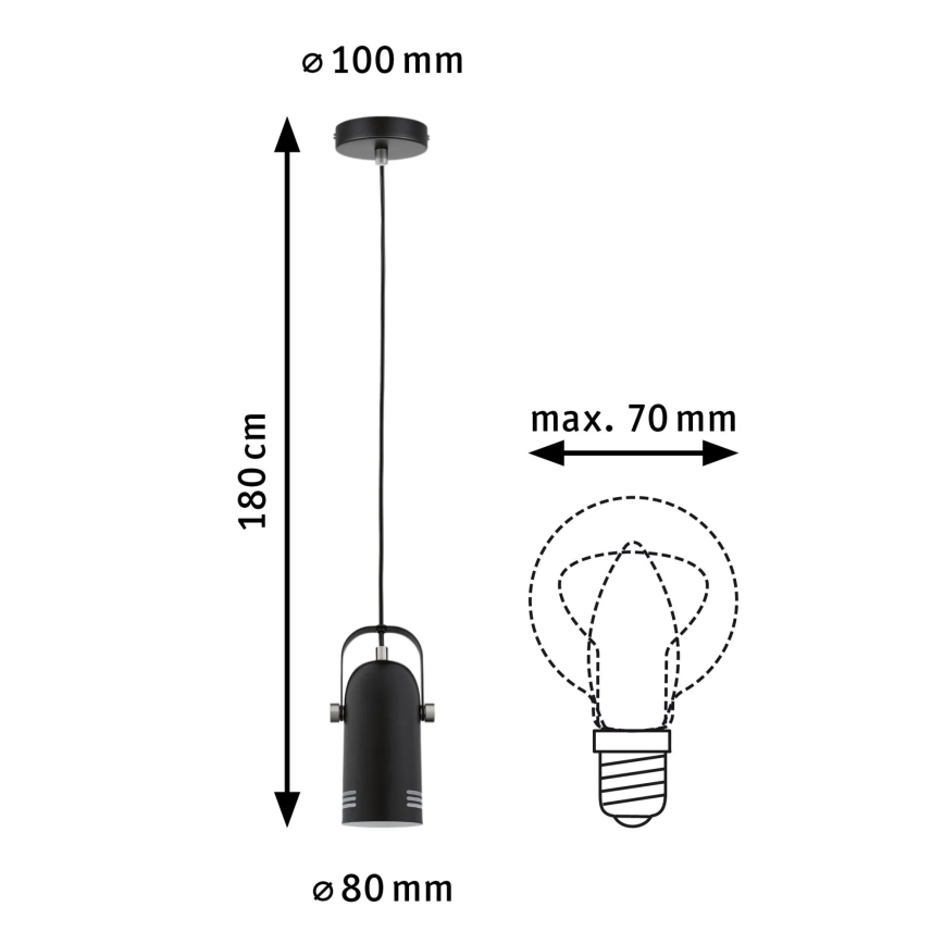 Paulmann 79766 - LED RGBW 1xE27/15W Κρεμαστό φωτιστικό με καλώδιο LAVEA 230V μαύρο