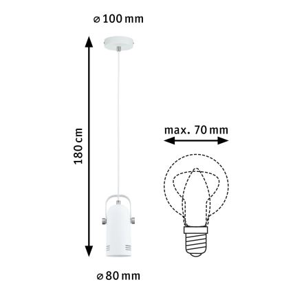 Paulmann 79767 - LED RGBW 1xE27/15W Κρεμαστό φωτιστικό με καλώδιο LAVEA 230V λευκό