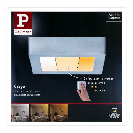 Paulmann 79791 - LED/10,2W Φωτιστικό οροφής CARPO 230V 2300-3000K