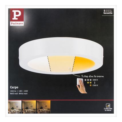 Paulmann 79795 - Φωτιστικό οροφής LED/13W CARPO 230V 2300/2500/3000K