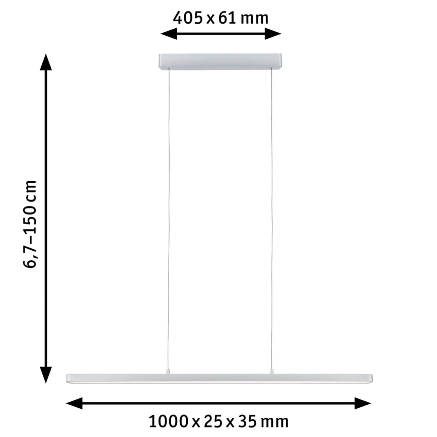 Paulmann 79900 - LED/42W Dimmable κρεμαστό φωτιστικό οροφής ράγα LENTO 230V ματ χρώμιο