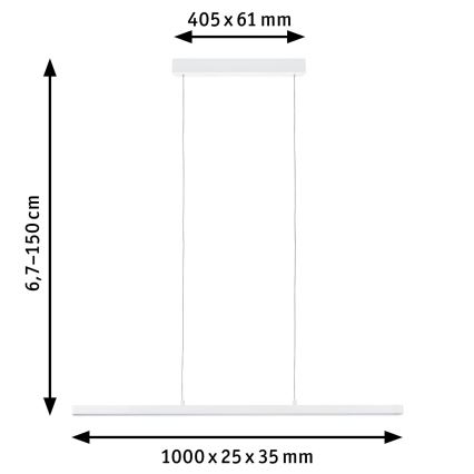 Paulmann 79903 - LED/43W Κρεμαστό φωτιστικό οροφής ράγα ντιμαριζόμενο SMART LENTO 230V 2700-6000K