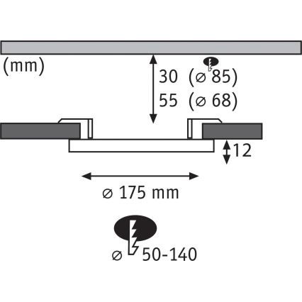 Paulmann 79965 - LED/13W IP44 Ρυθμιζόμενο εντοιχισμένο φωτιστικό μπάνιου AREO 230V Ø 17,5 cm μαύρο