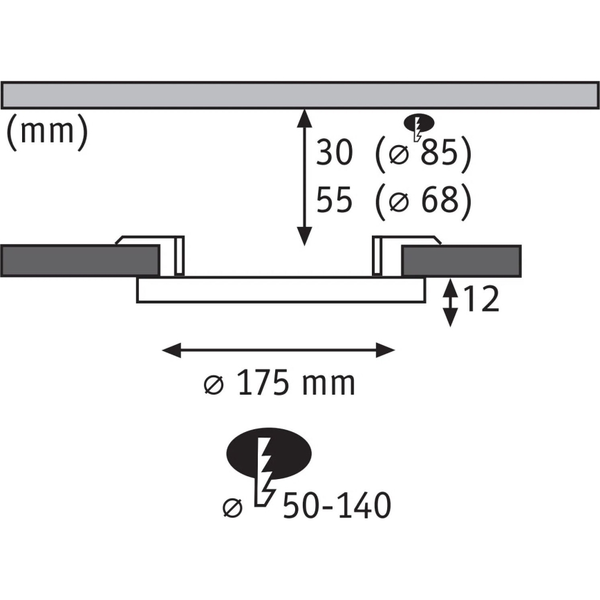 Paulmann 79965 - LED/13W IP44 Ρυθμιζόμενο εντοιχισμένο φωτιστικό μπάνιου AREO 230V Ø 17,5 cm μαύρο