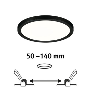 Paulmann 79965 - LED/13W IP44 Ρυθμιζόμενο εντοιχισμένο φωτιστικό μπάνιου AREO 230V Ø 17,5 cm μαύρο