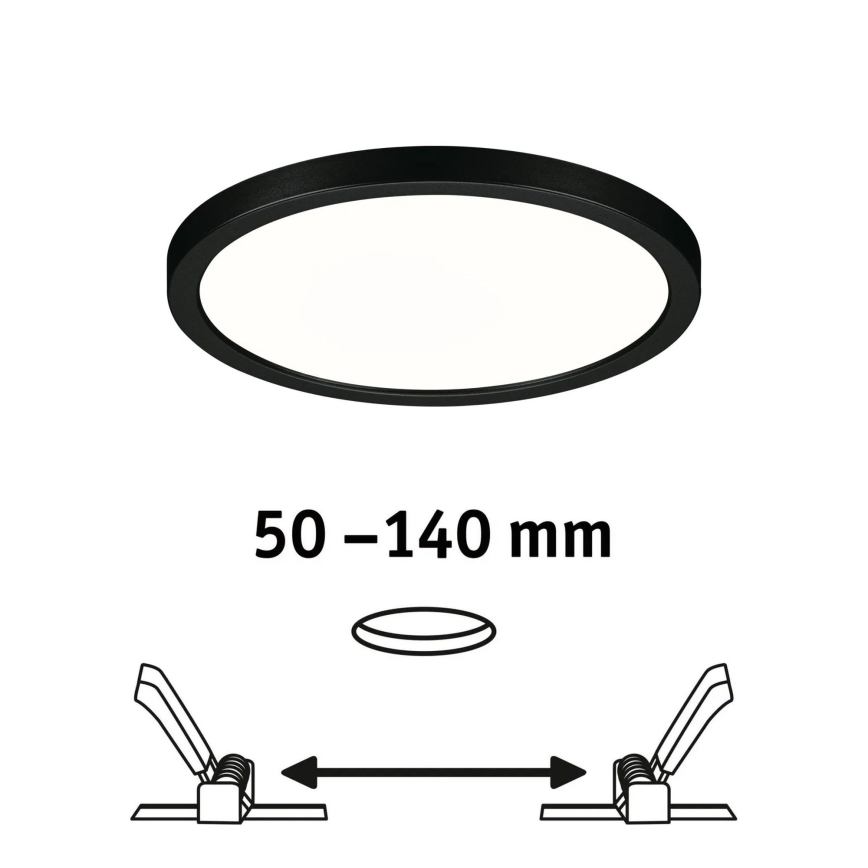Paulmann 79965 - LED/13W IP44 Ρυθμιζόμενο εντοιχισμένο φωτιστικό μπάνιου AREO 230V Ø 17,5 cm μαύρο