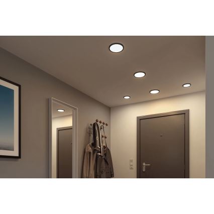 Paulmann 79965 - LED/13W IP44 Ρυθμιζόμενο εντοιχισμένο φωτιστικό μπάνιου AREO 230V Ø 17,5 cm μαύρο