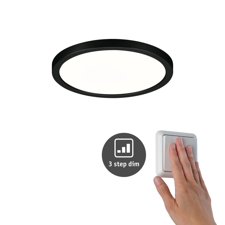 Paulmann 79965 - LED/13W IP44 Ρυθμιζόμενο εντοιχισμένο φωτιστικό μπάνιου AREO 230V Ø 17,5 cm μαύρο