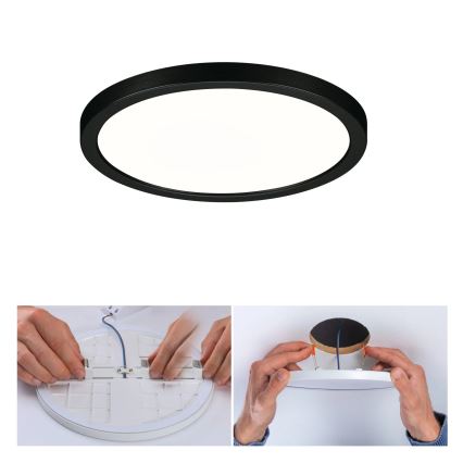 Paulmann 79965 - LED/13W IP44 Ρυθμιζόμενο εντοιχισμένο φωτιστικό μπάνιου AREO 230V Ø 17,5 cm μαύρο