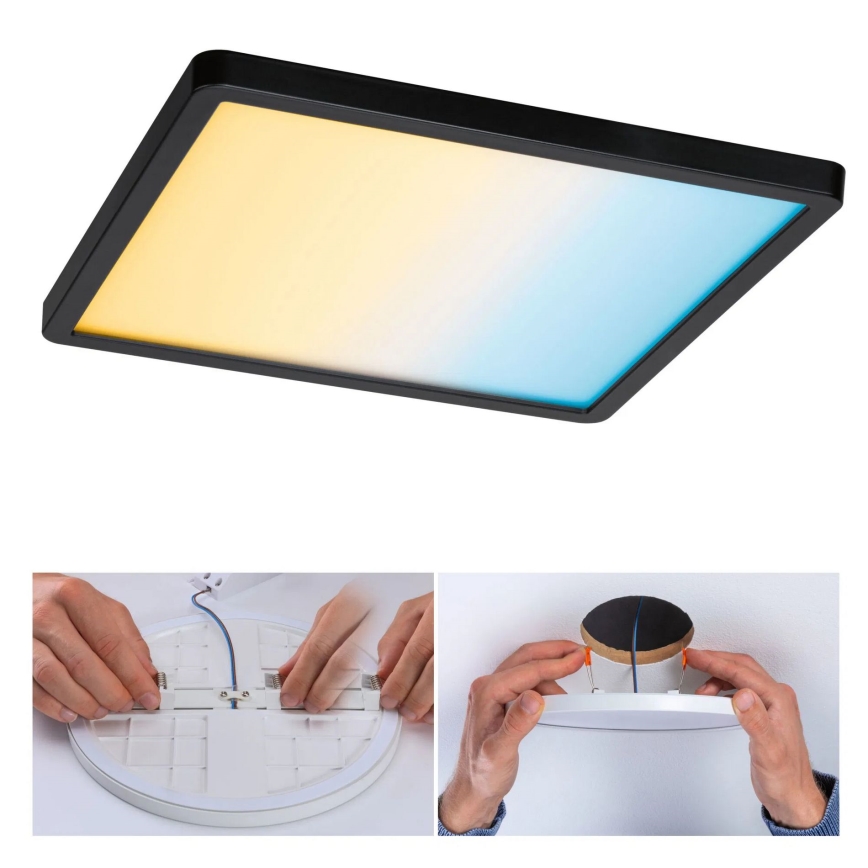 Paulmann 79967 - LED/16W IP44 Ρυθμιζόμενο εντοιχισμένο φωτιστικό μπάνιου AREO 230V 23x23 cm μαύρο