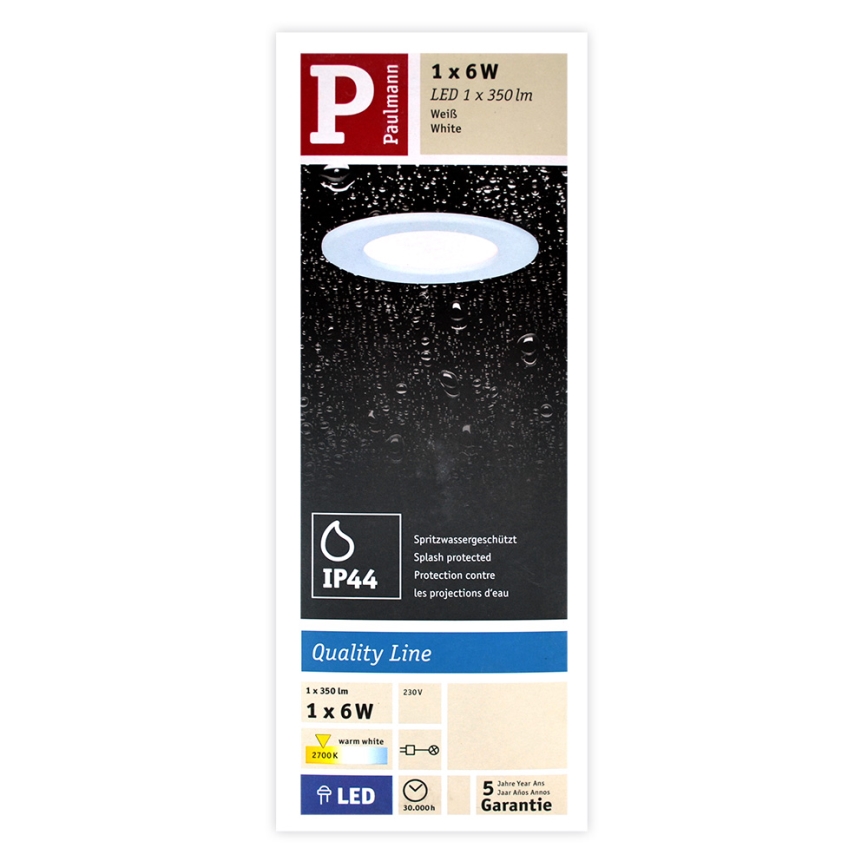 Paulmann 92061 - LED/6W IP44 Χωνευτό φως μπάνιου QUALITY LINE 230V