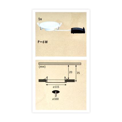Paulmann 92061 - LED/6W IP44 Χωνευτό φως μπάνιου QUALITY LINE 230V