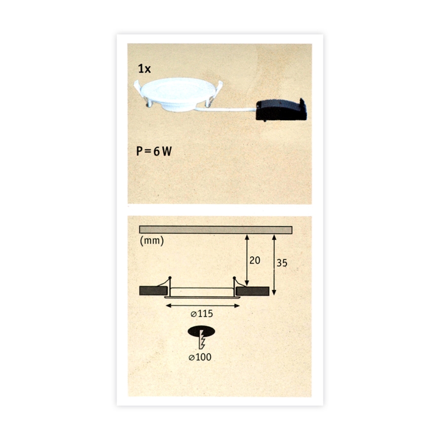 Paulmann 92061 - LED/6W IP44 Χωνευτό φως μπάνιου QUALITY LINE 230V