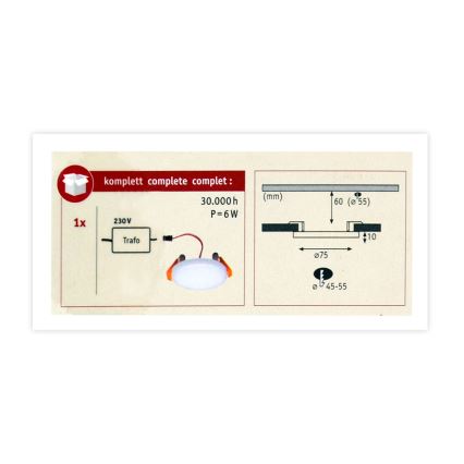 Paulmann 92387 - LED/4,5W IP44 Χωνευτό φως μπάνιου VARIFIT 230V