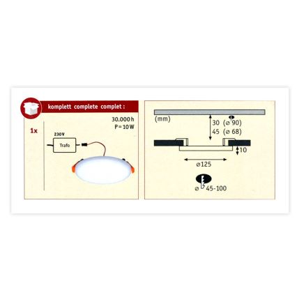 Paulmann 92388 - LED/8,5W IP44 Χωνευτό φως μπάνιου VARIFIT 230V