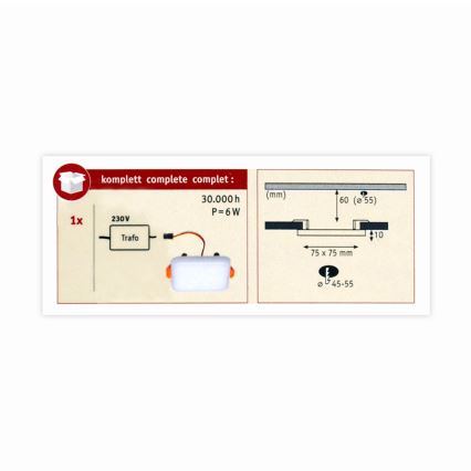 Paulmann 92393 - LED/4,5W IP44 Χωνευτό φως μπάνιου VARIFIT 230V