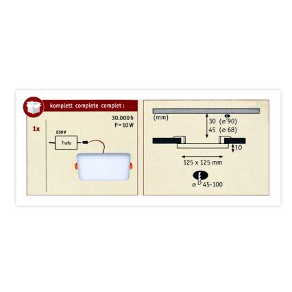 Paulmann 92397 - LED/8,5W IP44 Χωνευτό φως μπάνιου VARIFIT 230V