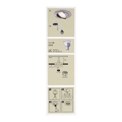 Paulmann 92533 - ΣΕΤ 3xLED-GU10/4W Κρεμαστό φως οροφής μπάνιου dimmer PREMIUM 230V
