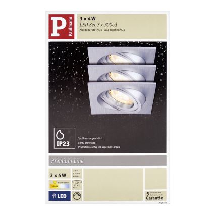 Paulmann 92619 - ΣΕΤ LED-GU10/4W Κρεμαστό φως οροφής μπάνιου dimmer PREMIUM LINE 230V