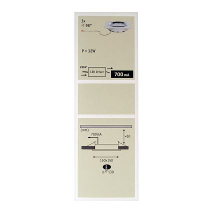 Paulmann 92695 - Σετ 3xLED/8W Ρυθμιζόμενο φωτιστικό οροφής DICE 230V