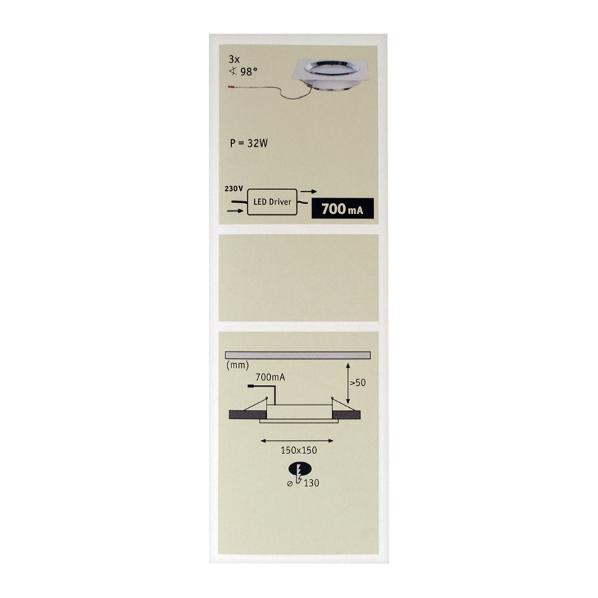 Paulmann 92695 - ΣΕΤ 3xLED/8W Χωνευτό φωτιστικό οροφής dimming DICE 230V