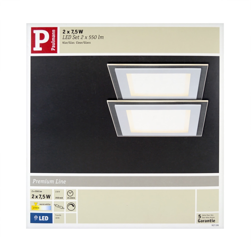 Paulmann 92706 - ΣΕΤ 2xLED/7,5W Χωνευτό φωτιστικό οροφής dimming DECODICE 230V