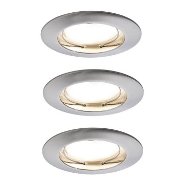 Paulmann 92827 - ΣΕΤ 3xLED/7W IP44 Χωνευτό φωτιστικό οροφής μπάνιου dimmimg COIN 230V