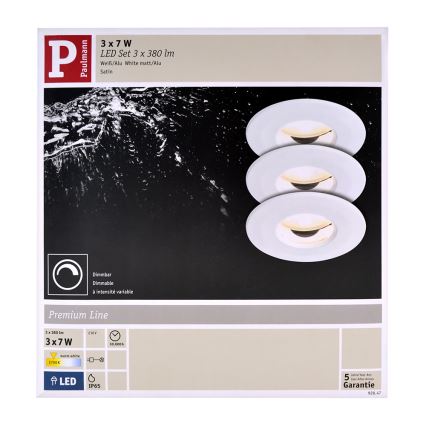 Paulmann 92847 - ΣΕΤ  3xLED/7W IP65  Κρεμαστό φως οροφής μπάνιου LED 230V