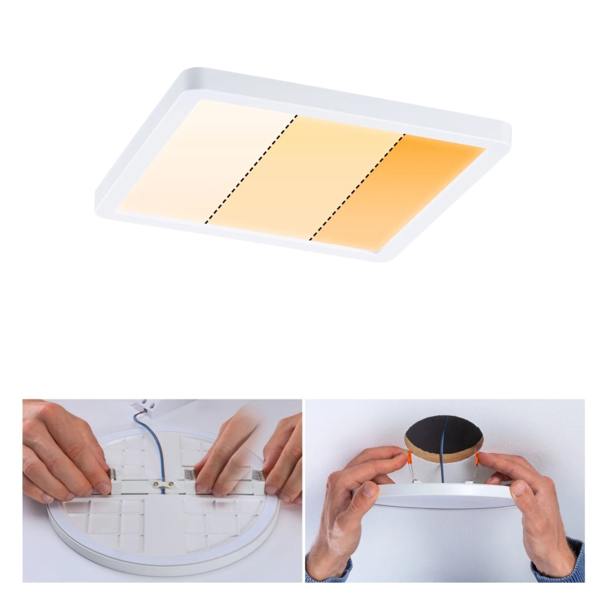 Paulmann 92993 - LED/13W IP44 Εντοιχισμένο φωτιστικό οροφής για μπάνιο AREO 230V 2000/3000/4000K 17,5x17,5 cm λευκό