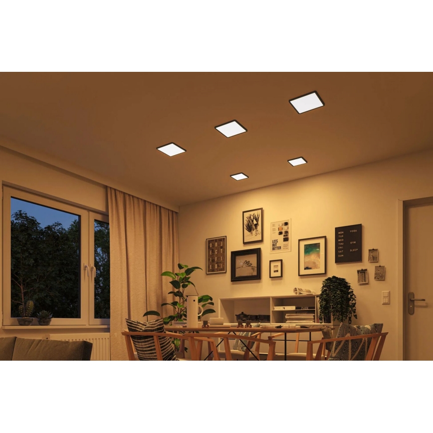 Paulmann 93101 - LED/13W IP44 χωνευτό φωτιστικό οροφής μπάνιου AREO 230V 2000/3000/4000K 17,5x17,5 cm μαύρο