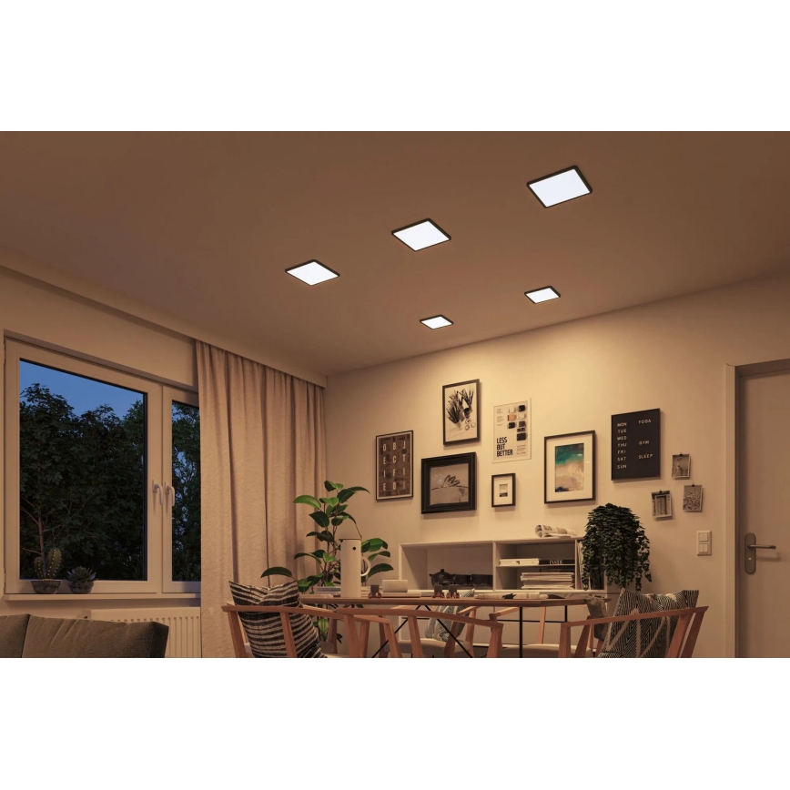 Paulmann 93101 - LED/13W IP44 χωνευτό φωτιστικό οροφής μπάνιου AREO 230V 2000/3000/4000K 17,5x17,5 cm μαύρο