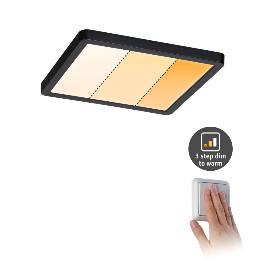 Paulmann 93101 - LED/13W IP44 χωνευτό φωτιστικό οροφής μπάνιου AREO 230V 2000/3000/4000K 17,5x17,5 cm μαύρο