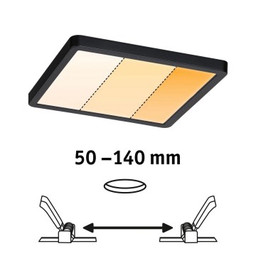 Paulmann 93101 - LED/13W IP44 χωνευτό φωτιστικό οροφής μπάνιου AREO 230V 2000/3000/4000K 17,5x17,5 cm μαύρο