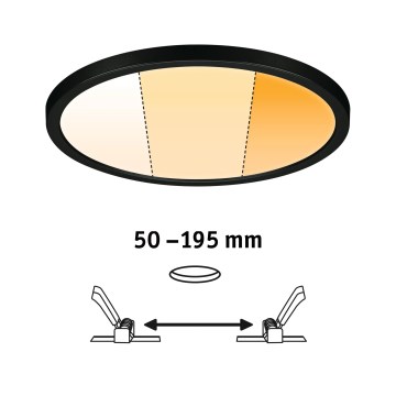 Paulmann 93102 - LED/16W IP44 Εντοιχισμένο φωτιστικό οροφής για μπάνιο AREO 230V 2000/3000/4000K Ø 23 cm μαύρο