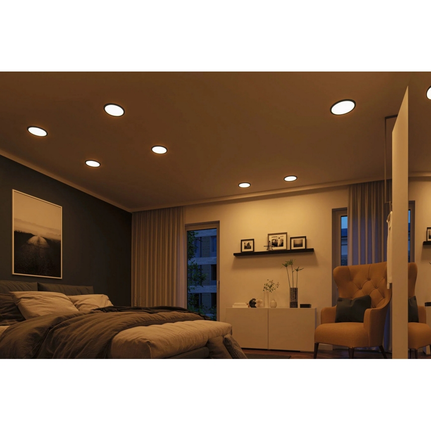 Paulmann 93102 - LED/16W IP44 Εντοιχισμένο φωτιστικό οροφής για μπάνιο AREO 230V 2000/3000/4000K Ø 23 cm μαύρο