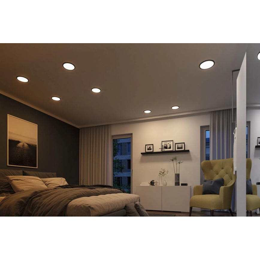 Paulmann 93102 - LED/16W IP44 Εντοιχισμένο φωτιστικό οροφής για μπάνιο AREO 230V 2000/3000/4000K Ø 23 cm μαύρο